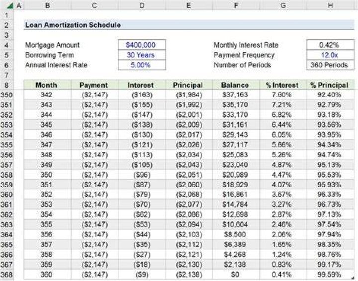 Does numbers have an amortization schedule?