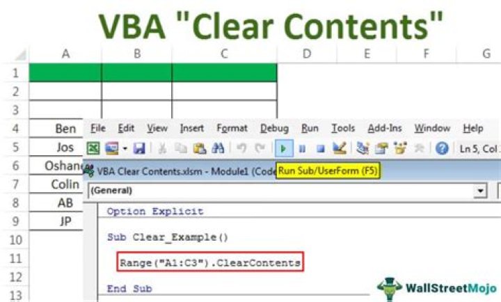 How do I clear all in Excel VBA?