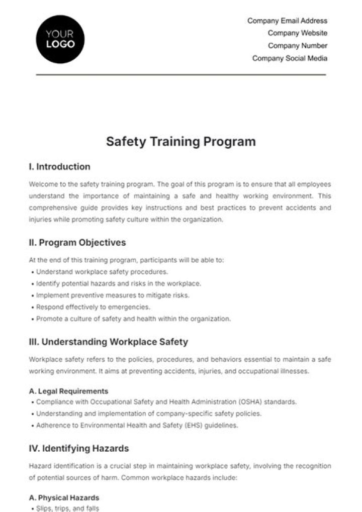 How do you write a safety training program?