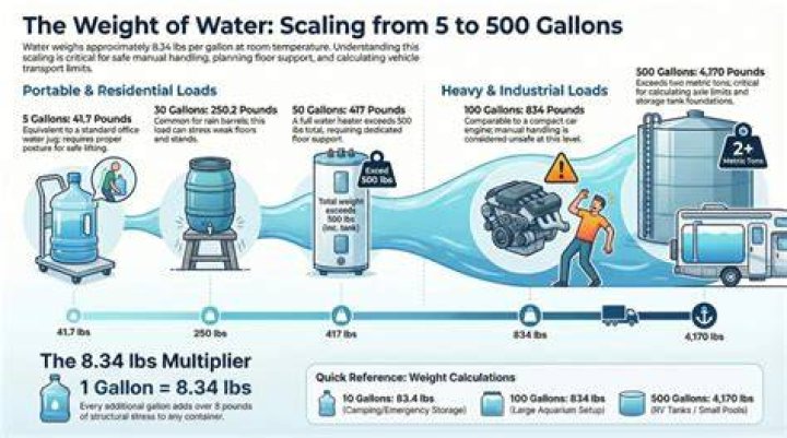 How much does 50 gallons of water weigh in pounds?